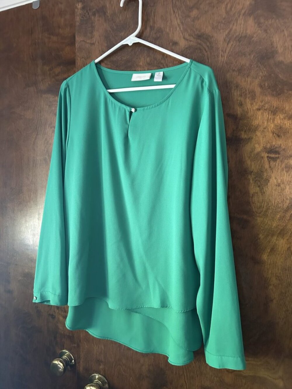 Chico's Green Long Sleeve Blouse, Size 2 (L)